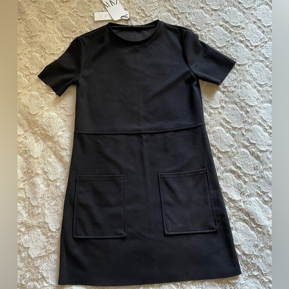 Zara Black Faux Suede Dress, NWT! size XS. - Picture 1 of 5